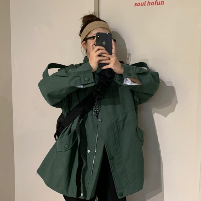 ワークウェアジャケット女性ポートスタイルレトロ2020年秋新バージョンBFルーズワイルドスチューデントウエスタンスタイルジャケットトップ クレセントシティ13268080140