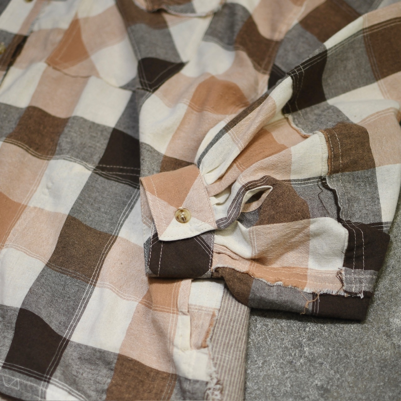 patch work design check shirt jacket