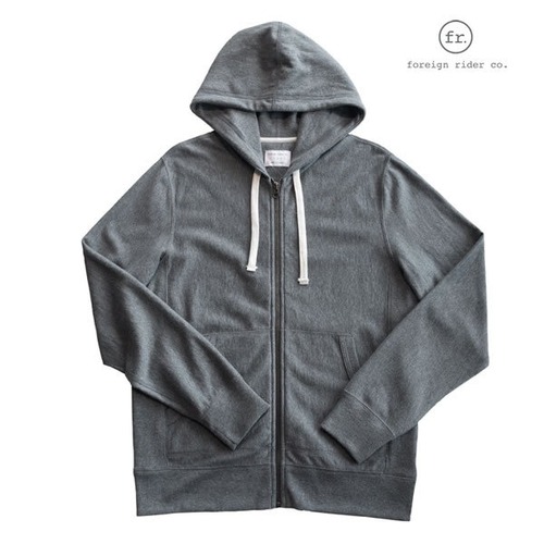 foreign rider(フォーリンライダー)full zip hooded jacket/フルジップスウェットパーカー/カラー:mid grey【frmdgfzh-grey】