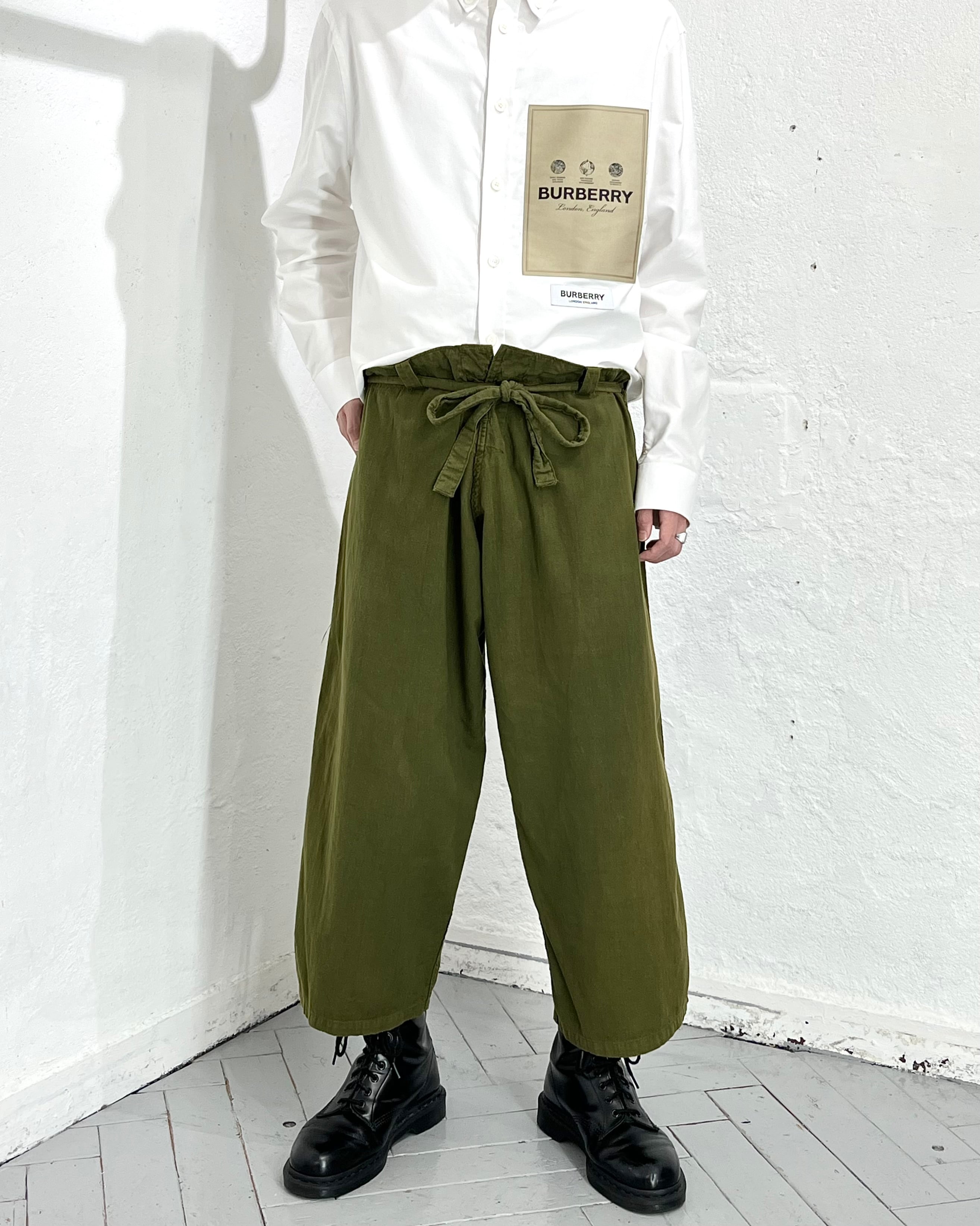 ~60s Military Cotton Cropped Wide Trousers