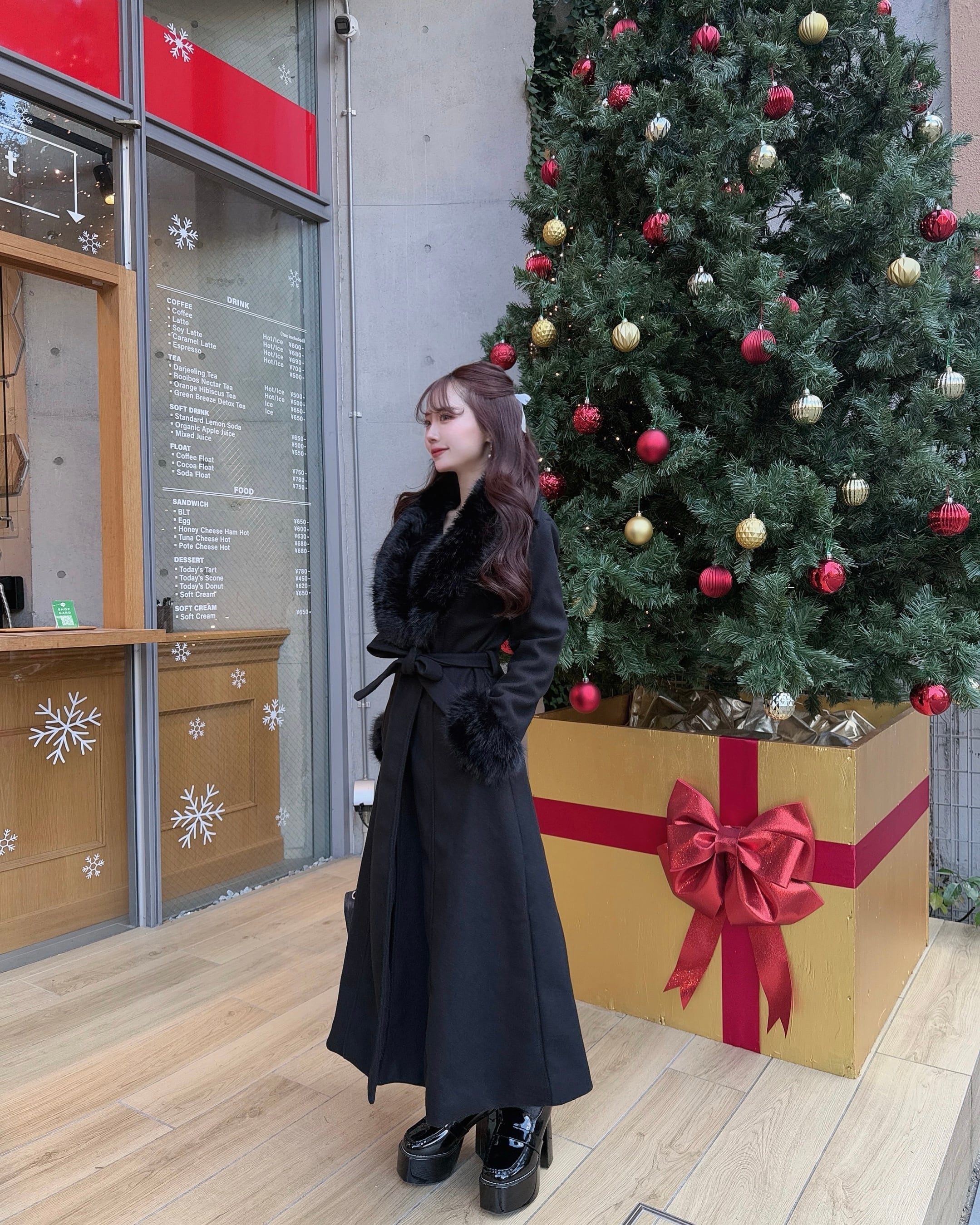 ウエストリボンファーロングコート | selectshop elmyu