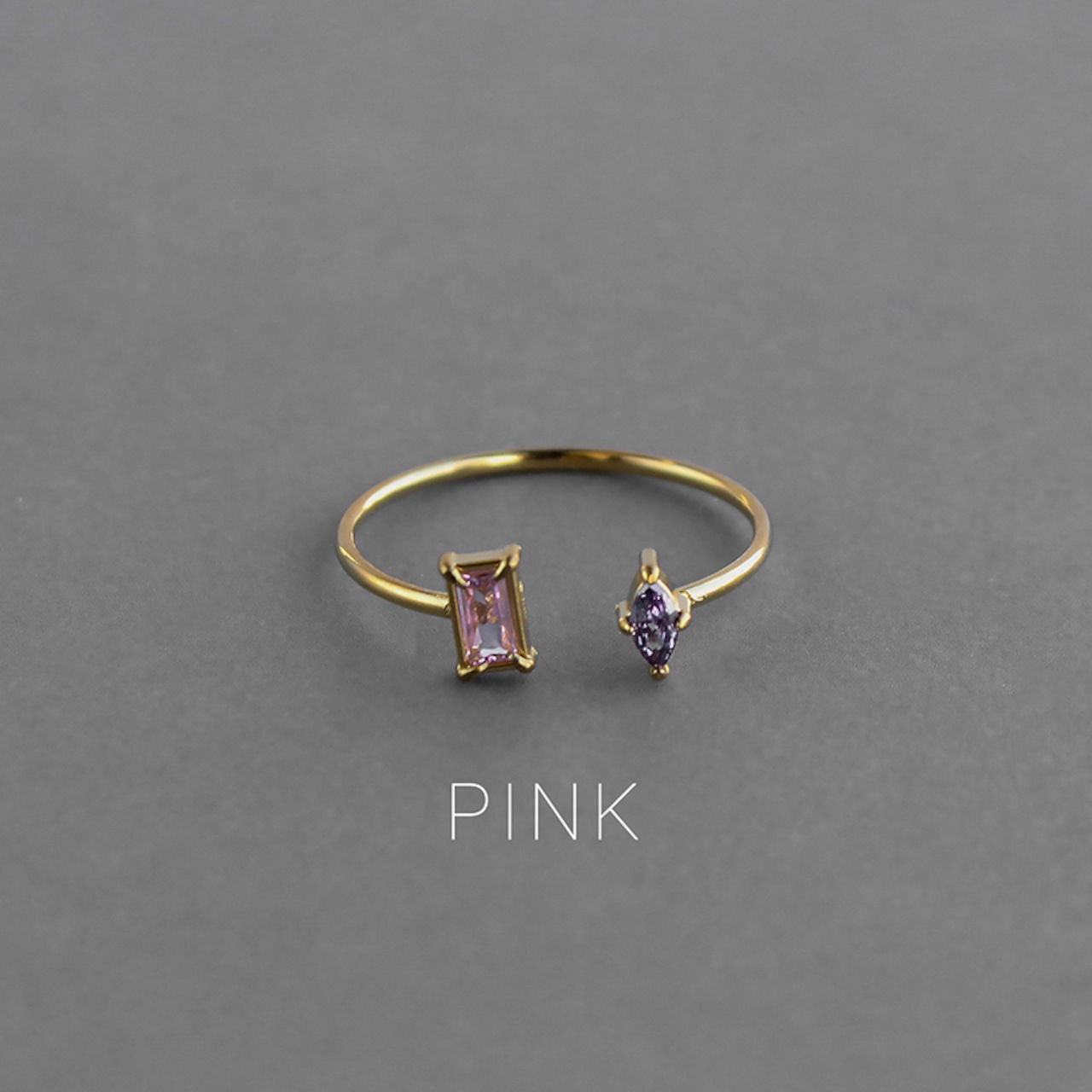 【ネコポス便】リング 指輪 レディース オープンリング フォークリング ビジュー スクエア マーキス 2484