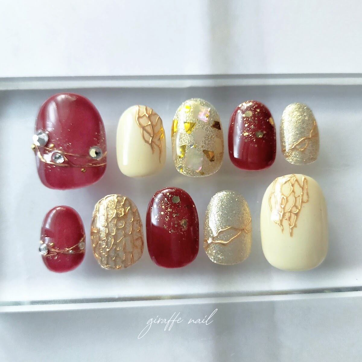 116 ネイルチップ ゴールドネイル ボルドーネイル ニュアンスネイル