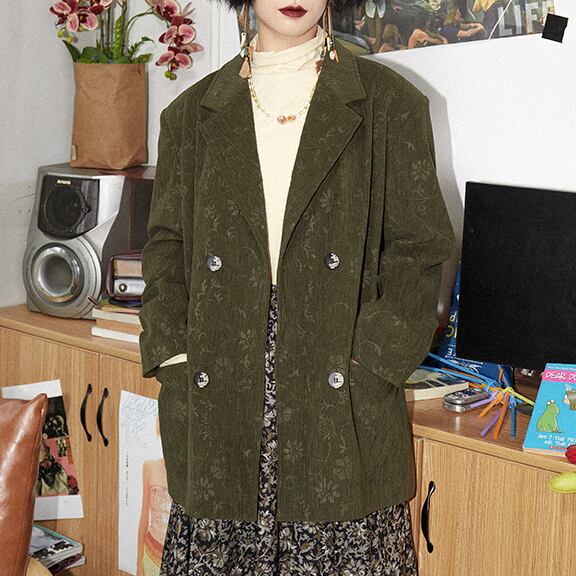 Floral retro corduroy jacket S111