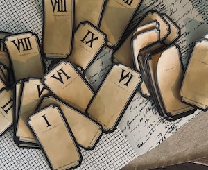 【受注製作】コーヒー染め 小さな黒縁のラベル【ローマ数字】