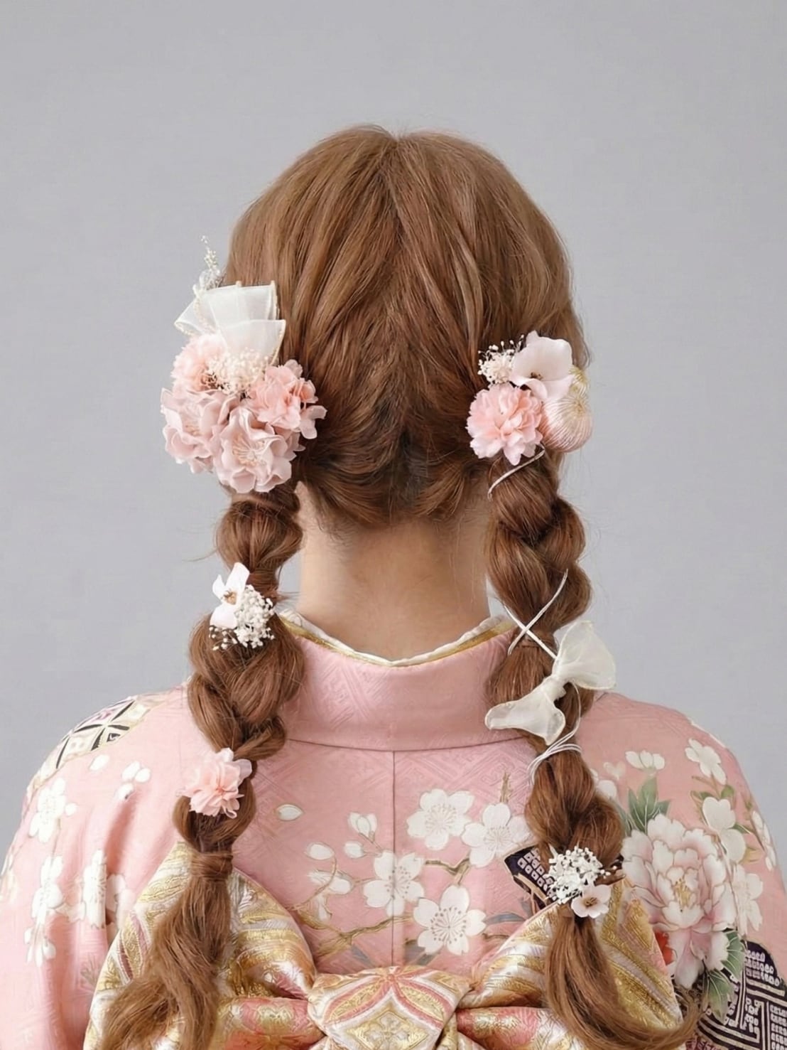 【ブロッサム髪飾り ピンク】成人式 卒業式 結婚式 和装 着物 振袖 袴 七五三 浴衣 k-0117