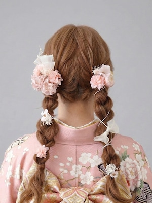 【ブロッサム髪飾り ピンク】成人式 卒業式 結婚式 和装 着物 振袖 袴 七五三 浴衣 k-0117