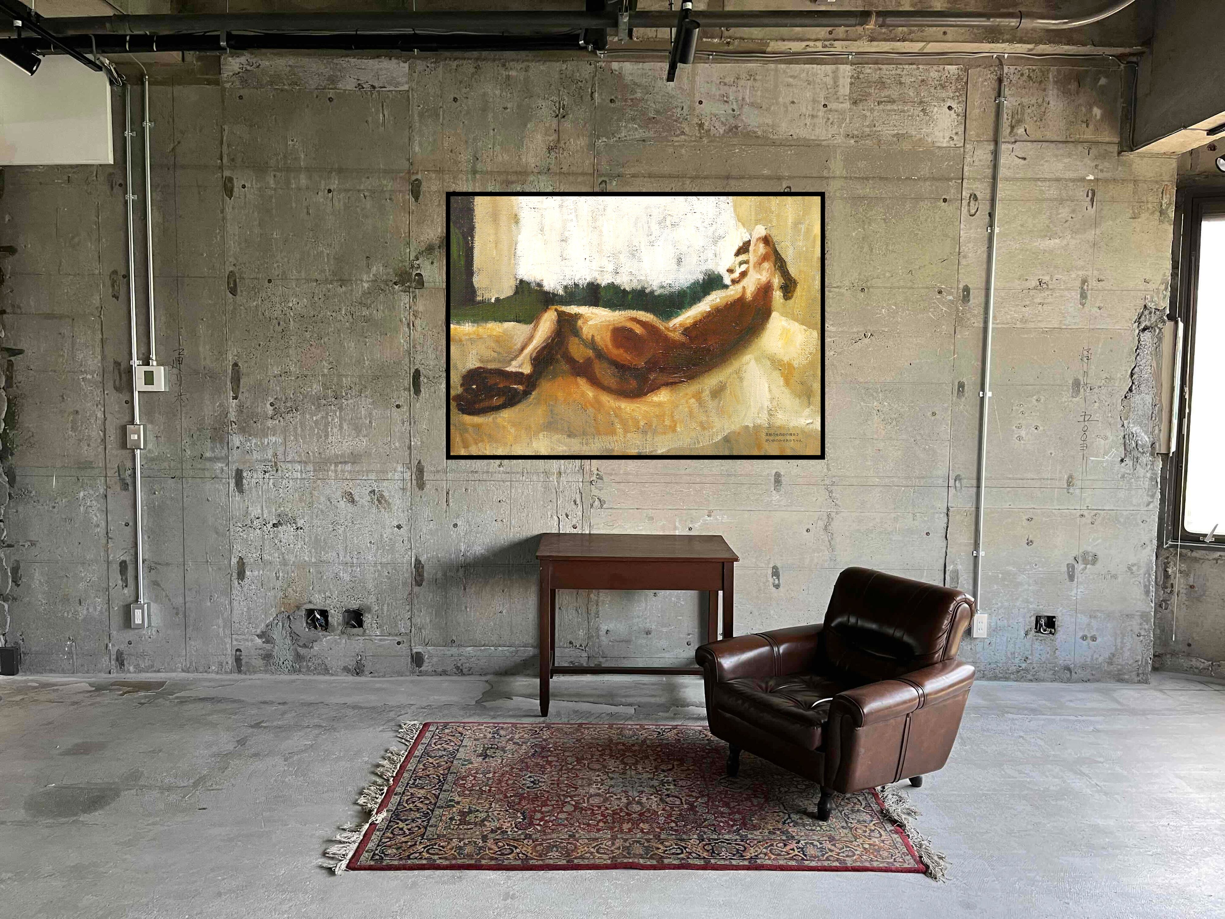 原画「見知らぬ風景」油彩画・壁掛け・独立スタンド付き