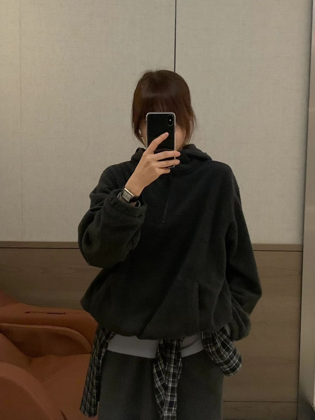 (予約) ounce / Mellow hoodie half zipup 2color