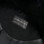 カシミヤ100% LA RIVA BIANCA ラリアビアンカ 毛皮 フォックス ファー付き ステンカラー ロング コート サイズ 11AR /ブラック/レディース