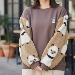 【無言のあいさつ。】「話しかけやすい」を創る袖アルパカ刺繍＆総柄ボアゆるだぼ スウェット
