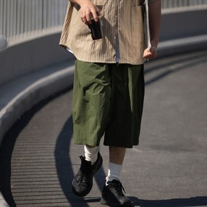 ワイドレッグ7分丈薄手ナイロンパンツ　0713