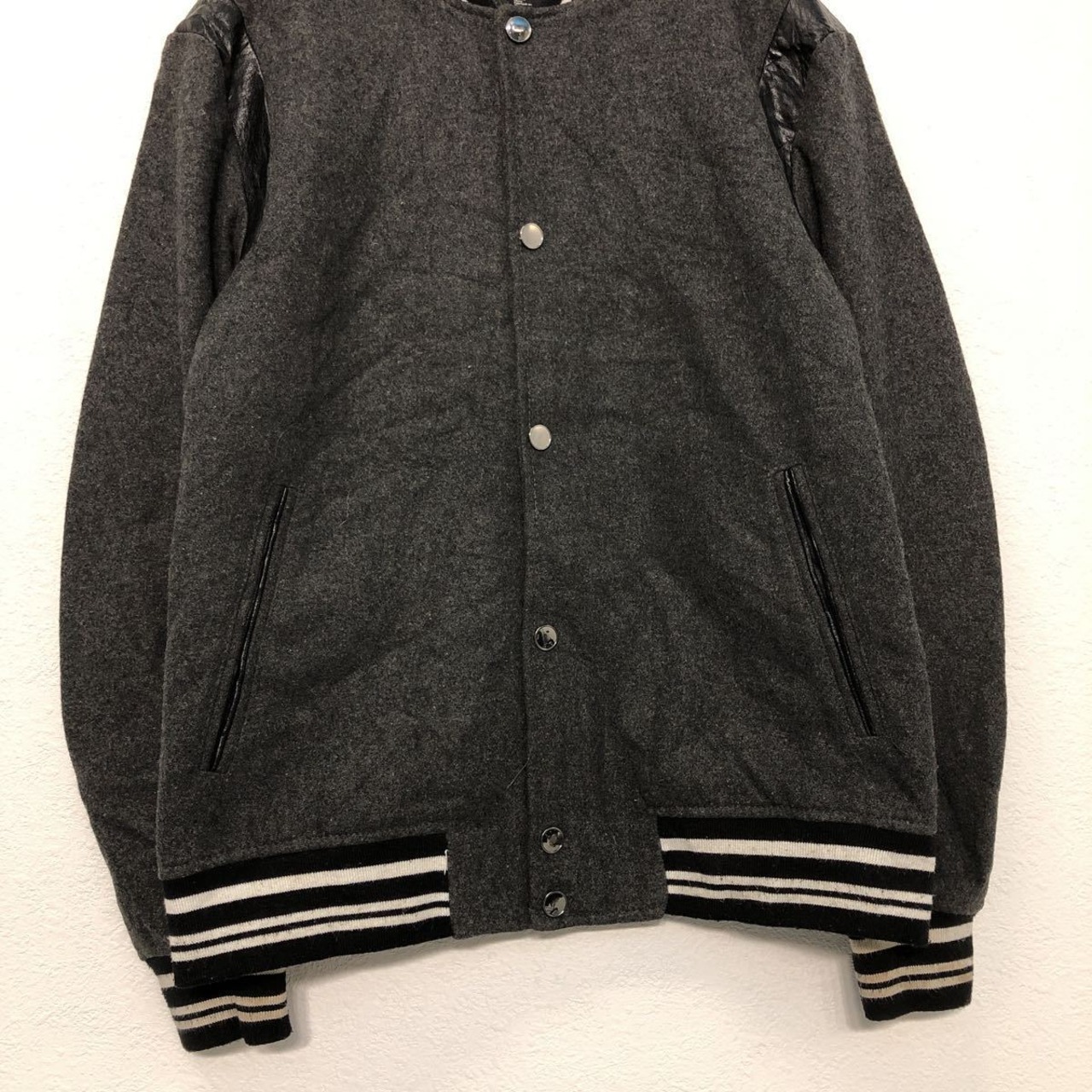 H&M スタジアム ジャンパー 42 L〜 グレー ホワイト ブラック 