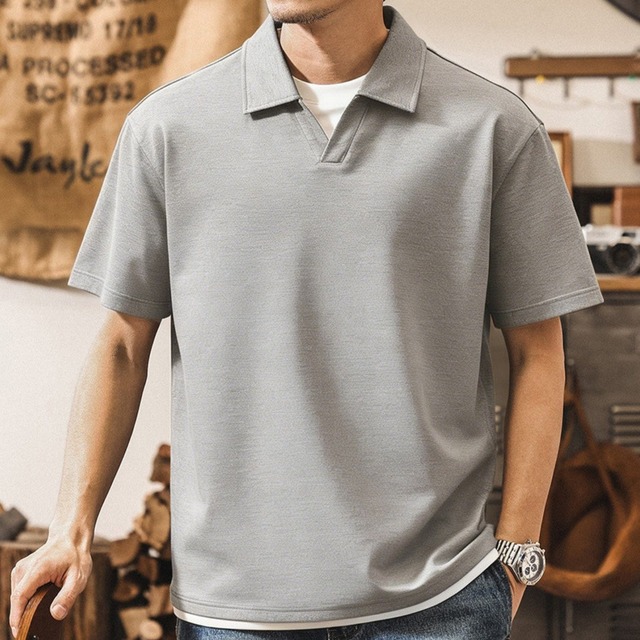 V neck two piece retro polo shirt ( 2color )