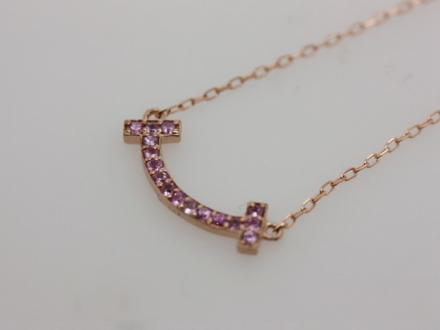 K18YG 0.09ct ピンクサファイアペンダントネックレス