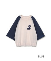 ベアープリントシアーニットTOPS (BLUE)　CQ-48148H