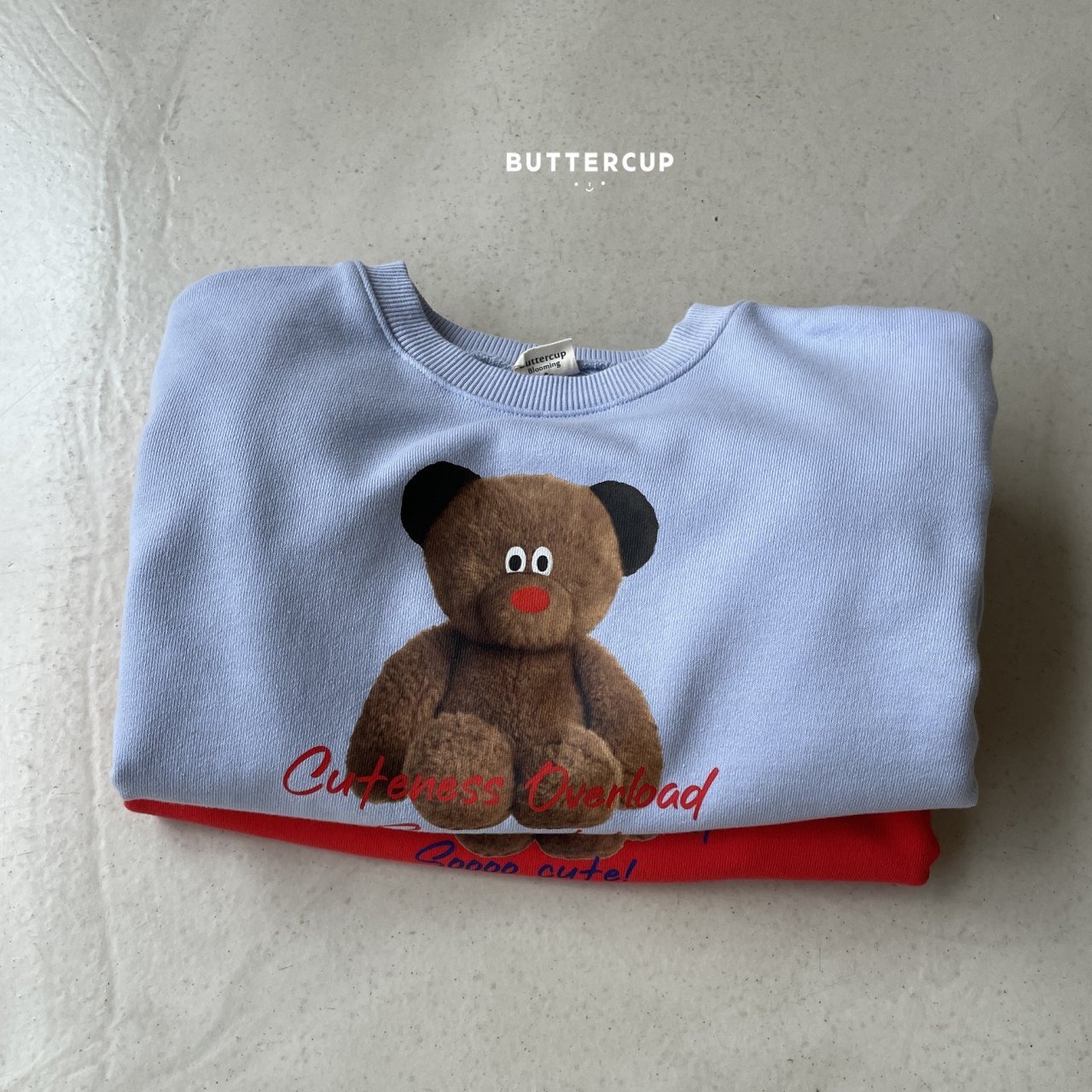 【Butter cup】ビッグベアスウェット 80〜110cm レッド 241020 - 14