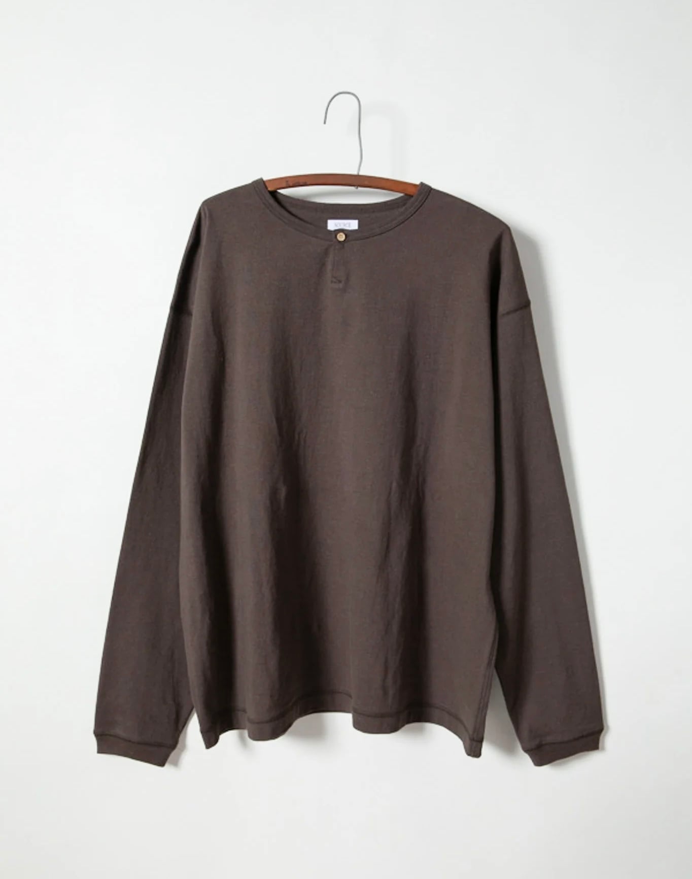 SOURCE DARU HENRY NECK L/S T - BROWN | mill kagoshima