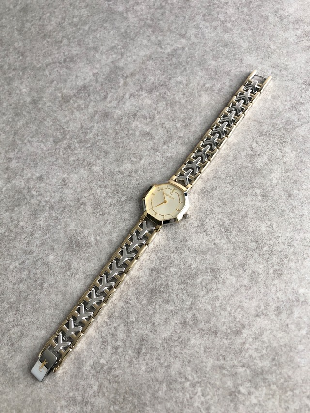 Yves Saint Laurent イヴ・サンローラン 腕時計 ゴールド シルバー オクタゴン ステンレススチール 2200-241762クウォーツ vintage ヴィンテージ オールド fsc8bp