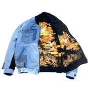 【bomber37】再構築リバーシブルボンバー Kimono×denim MIX BOMBER JACKET
