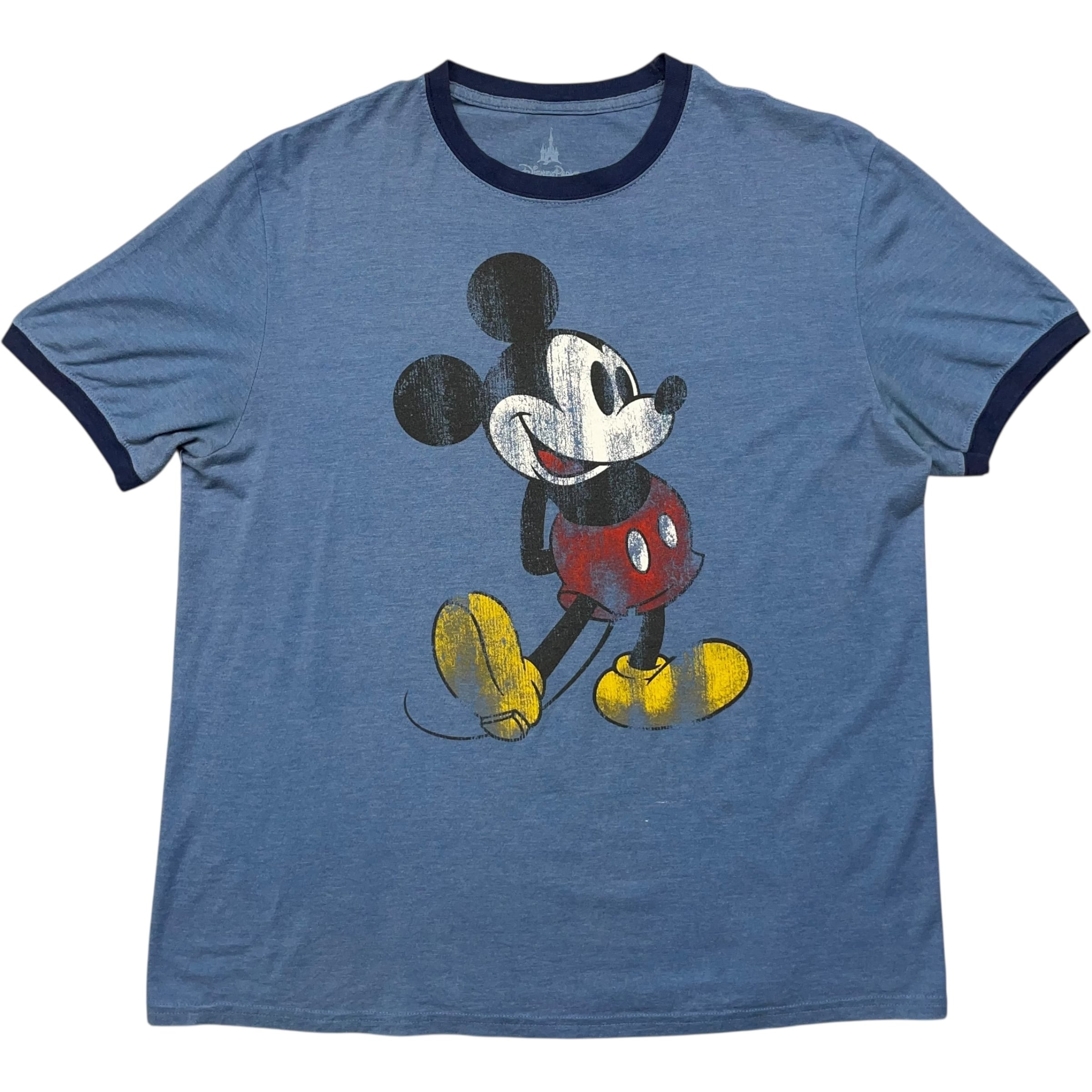 《M》 Disney ディズニー Hanes ヘインズ Tシャツ ミッキーマウス プリント ブルー no.7932