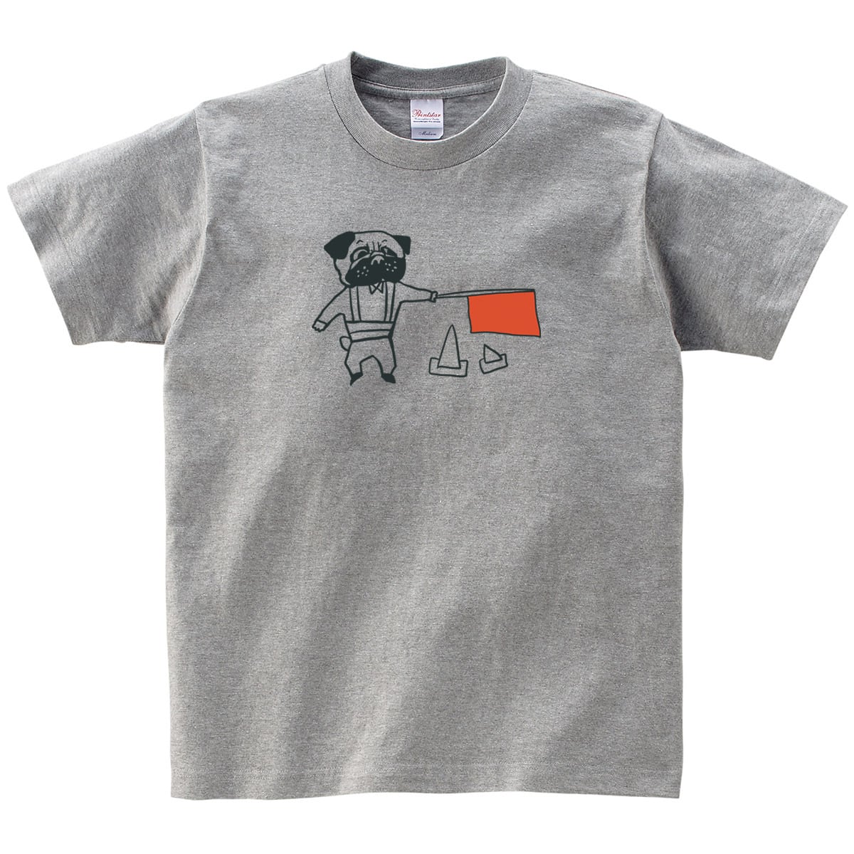 交通誘導 パグ Tシャツ dog58 犬 ブヒ パグ 好き 服 ゆるい イラスト