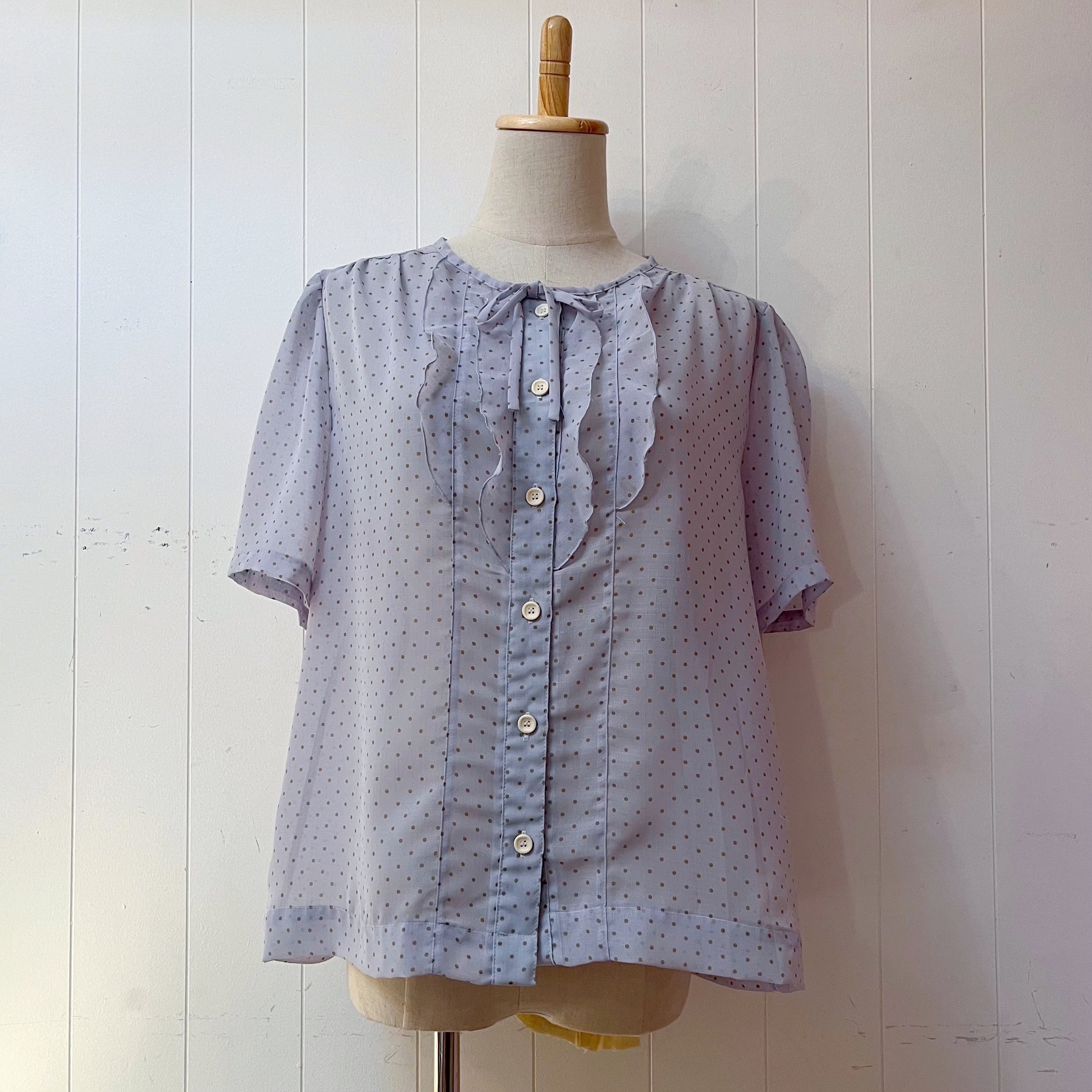 light blue dot sheer blouse