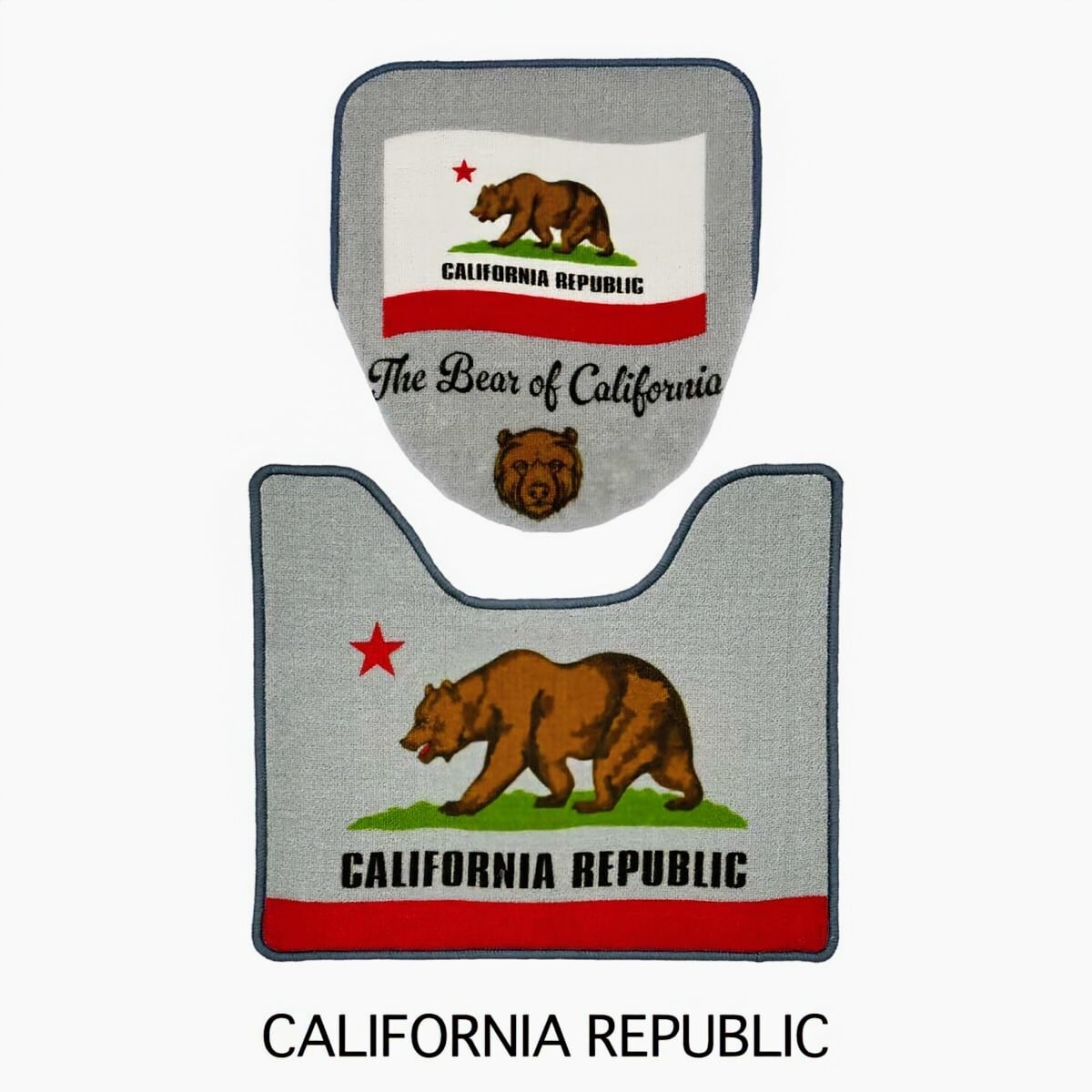 ✨️トイレもワクワクHAPPY✨️【 The State of California / カリフォルニア州旗 】TOILET MAT & LID COVER トイレマット&蓋カバー (マット裏面滑り止め加工 ) / アメリカンマット / ふかふかマット〚アメリカン雑貨 アメトイ〛