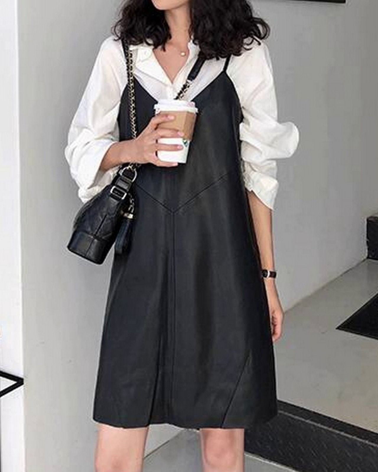 フェイクレザーキャミソールワンピース  A0611 - 4