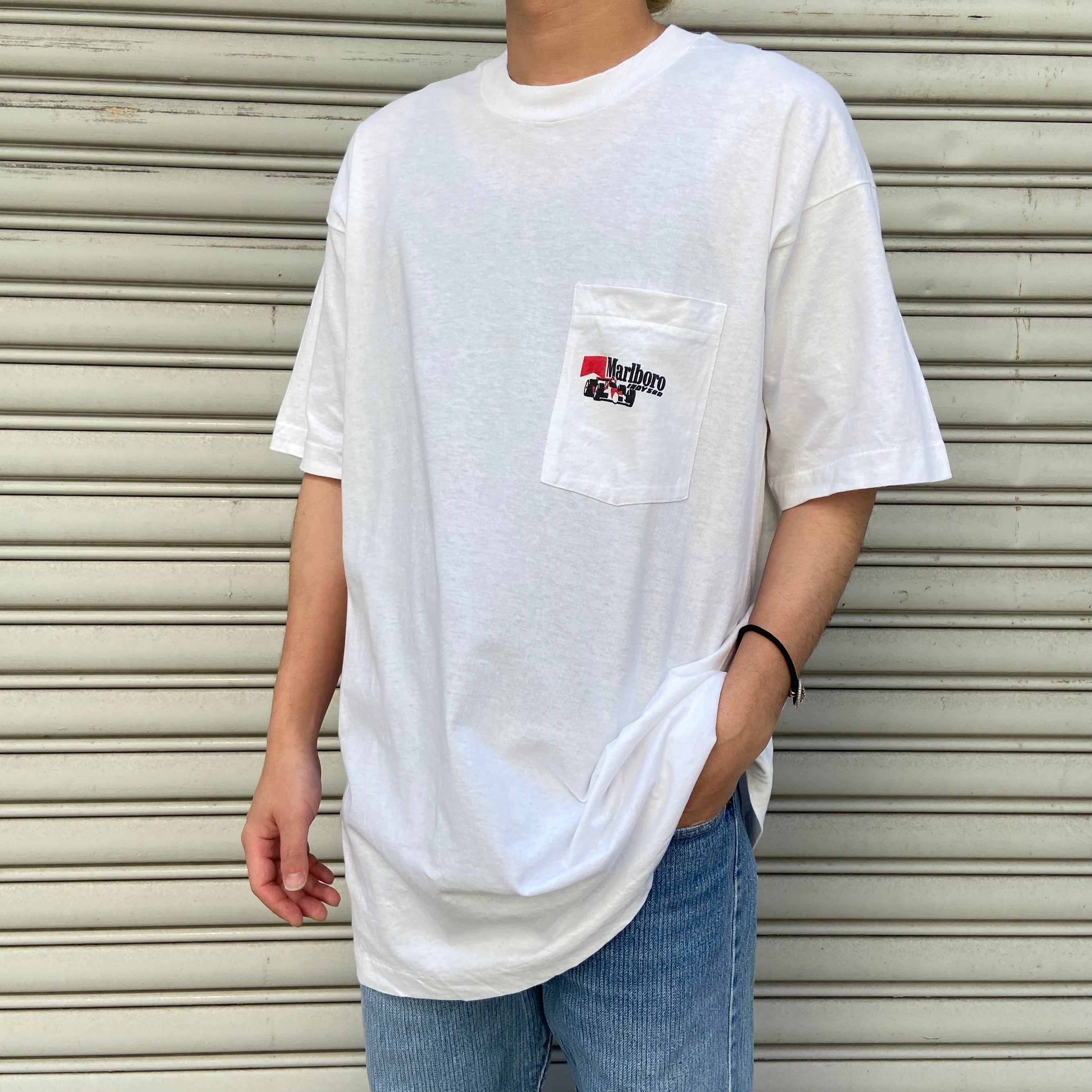 美品 90s USA製 マルボロ 両面プリントTシャツ タバコ銘柄 白 XL