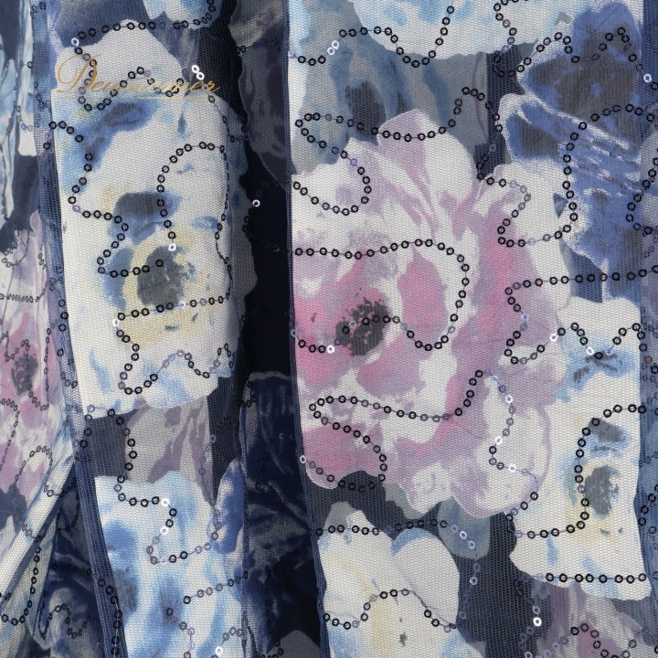 パーティドレス ワンピース 演奏会 カラードレス 発表会 パーティ Da Vistosa ドニャヴィストーサ ネイビー系 パープル系 紺 青 華やか 大人 女性 結婚式 二次会 フォーマル おしゃれ