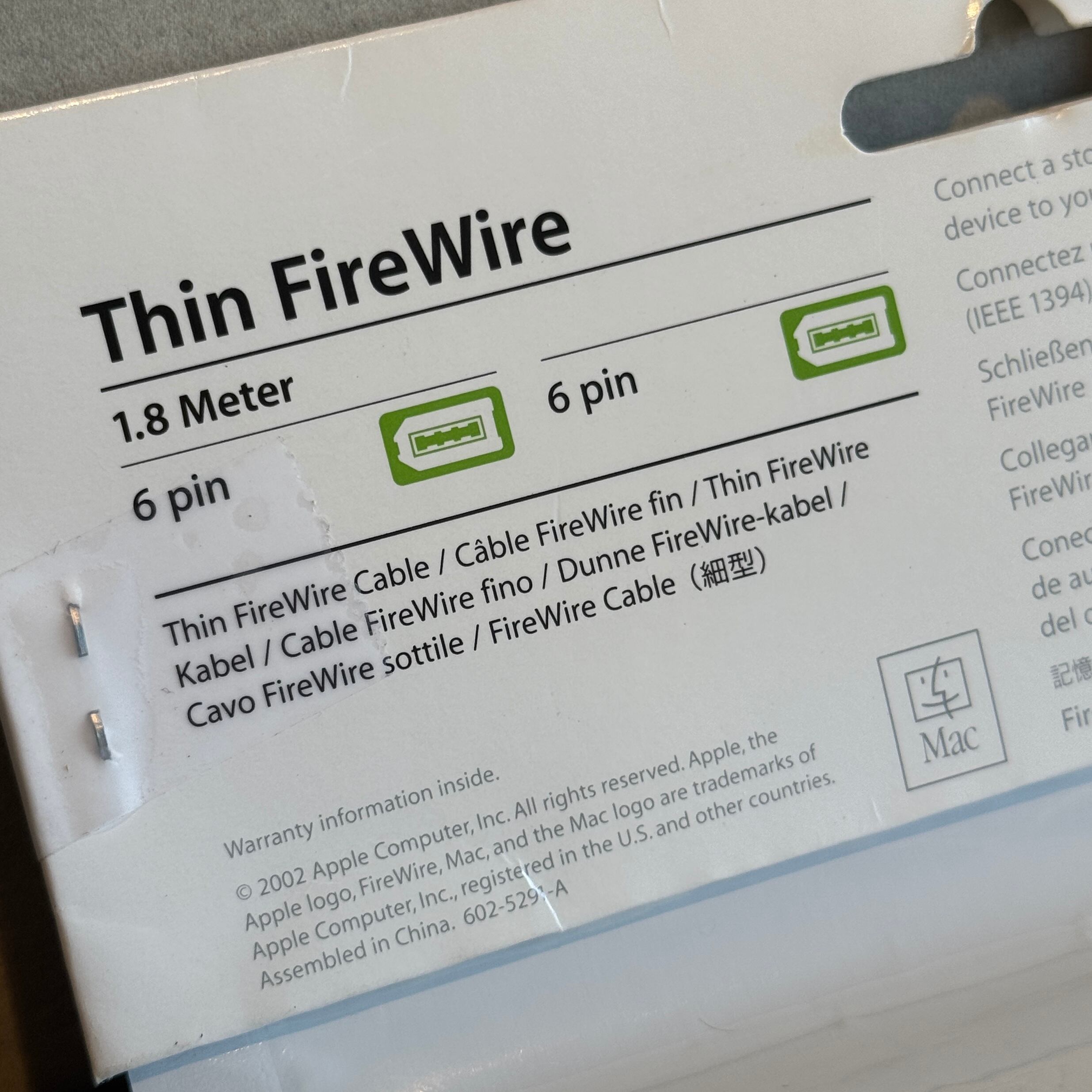 希少】Apple 純正 Firewire Cable 1.8m iPod 1st&2nd 専用 【デッド