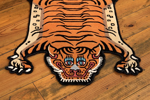 Tibetan Tiger Rug 《Sサイズ•ウール・オリジナル3・トラディショナルオレンジ676》チベタンタイガーラグ