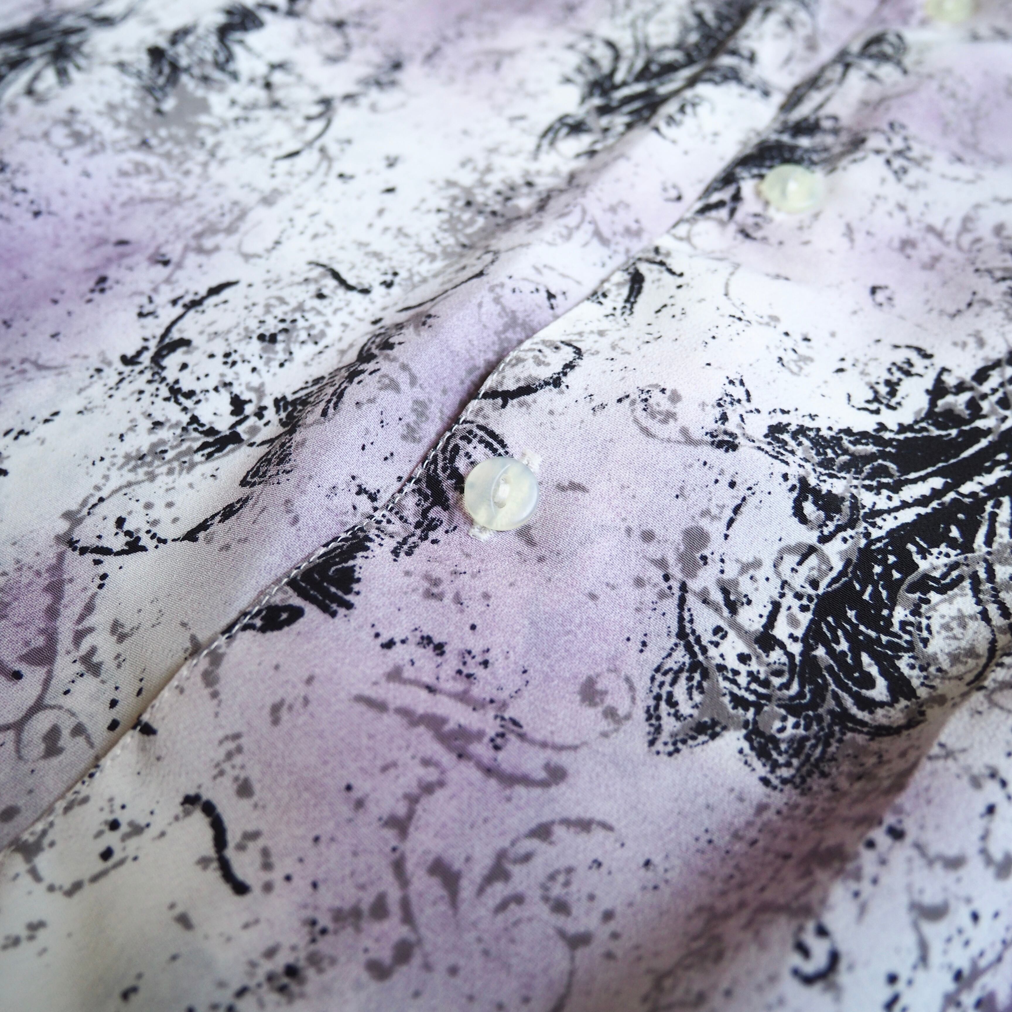 ” 紫煙 ” Bewitching Tribal art Full pattern Drape loose SS shirt