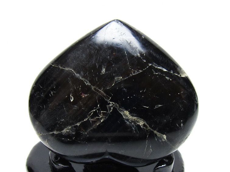 モリオン 置物 黒水晶 ハート 台座付属 一点物 155-999 | 天然石
