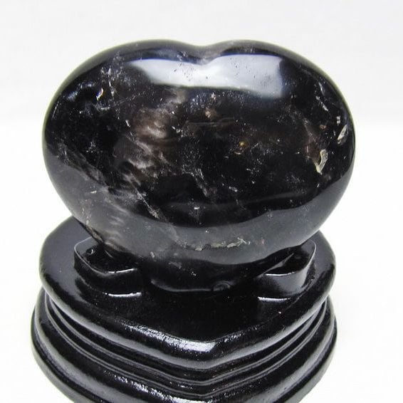 モリオン 置物 黒水晶 ハート 一点物 台座付属 155-979