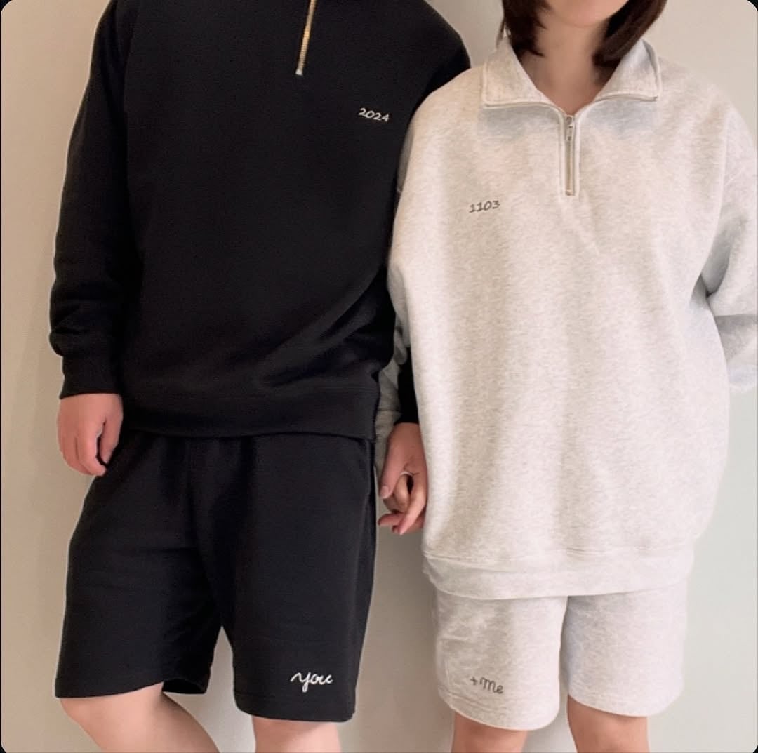 ふたりの大切な記念日orお名前 ハーフジップスウェット | us_samecloth