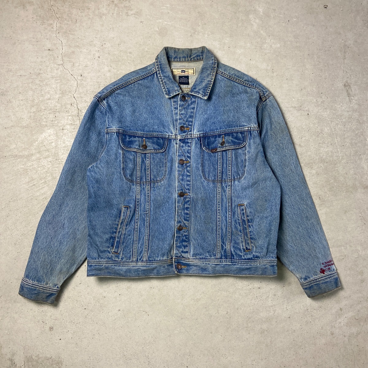 ビッグサイズ Lee デニムジャケット企業ロゴ刺繍 メンズ2XL相当 古着 