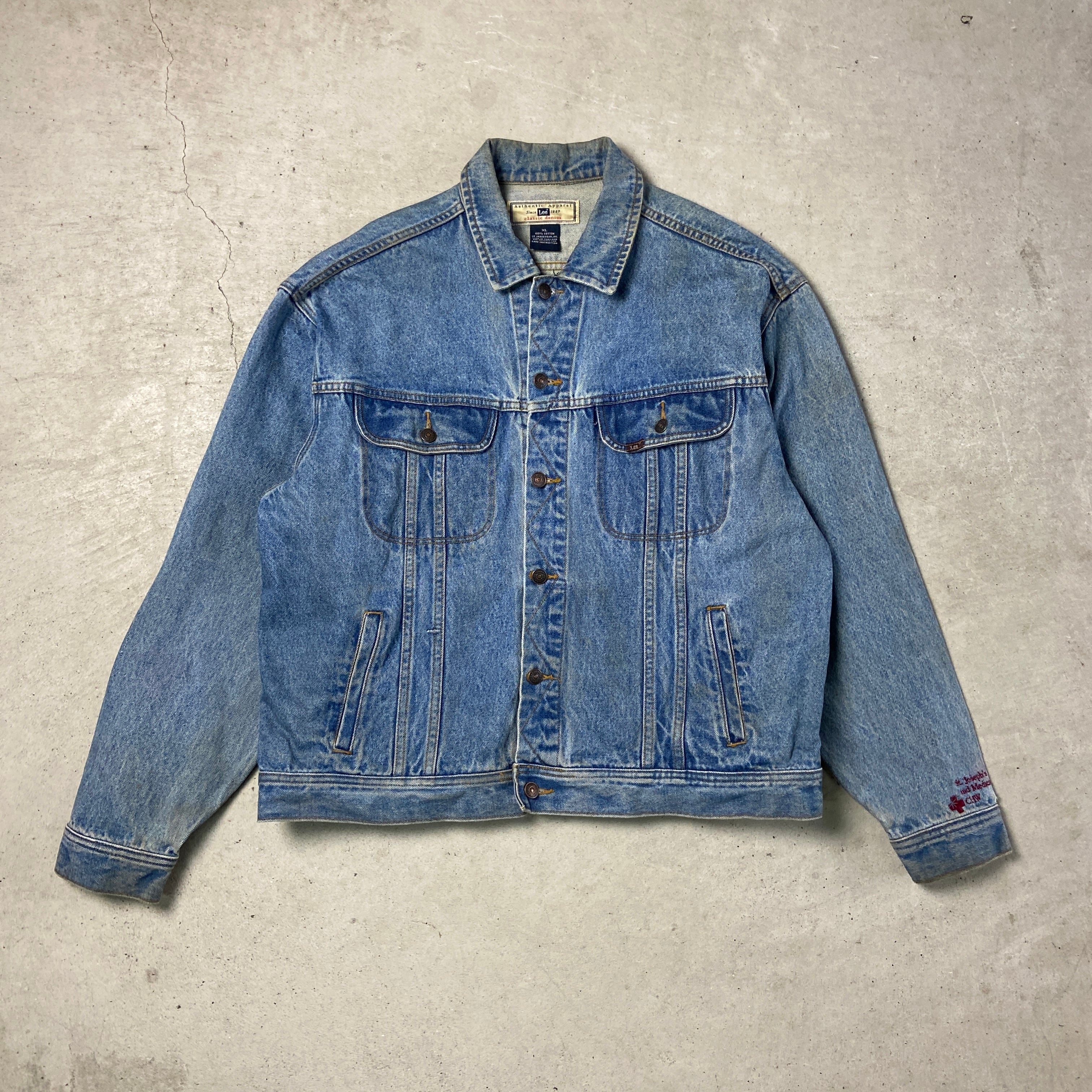 ビッグサイズ Lee デニムジャケット企業ロゴ刺繍 メンズ2XL相当 古着 
