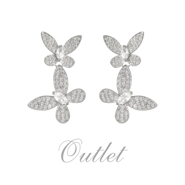 【 OUTLET 】ダブルバタフライ ピアス/イヤリング〈 P-543 〉