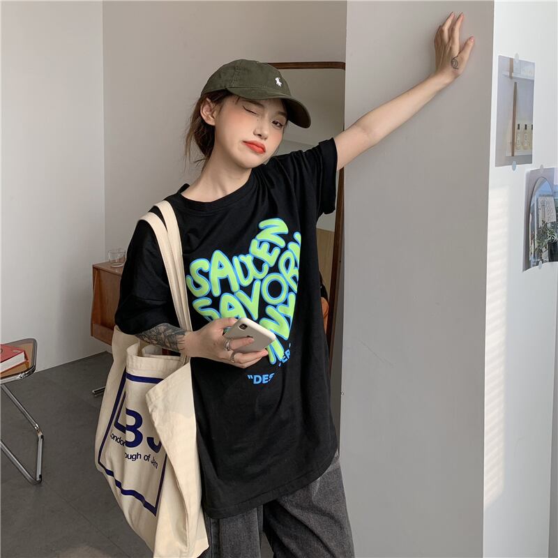 スタイルルーズサマープリントTシャツ シャツ コットン 夏物 ケッペル78858667977