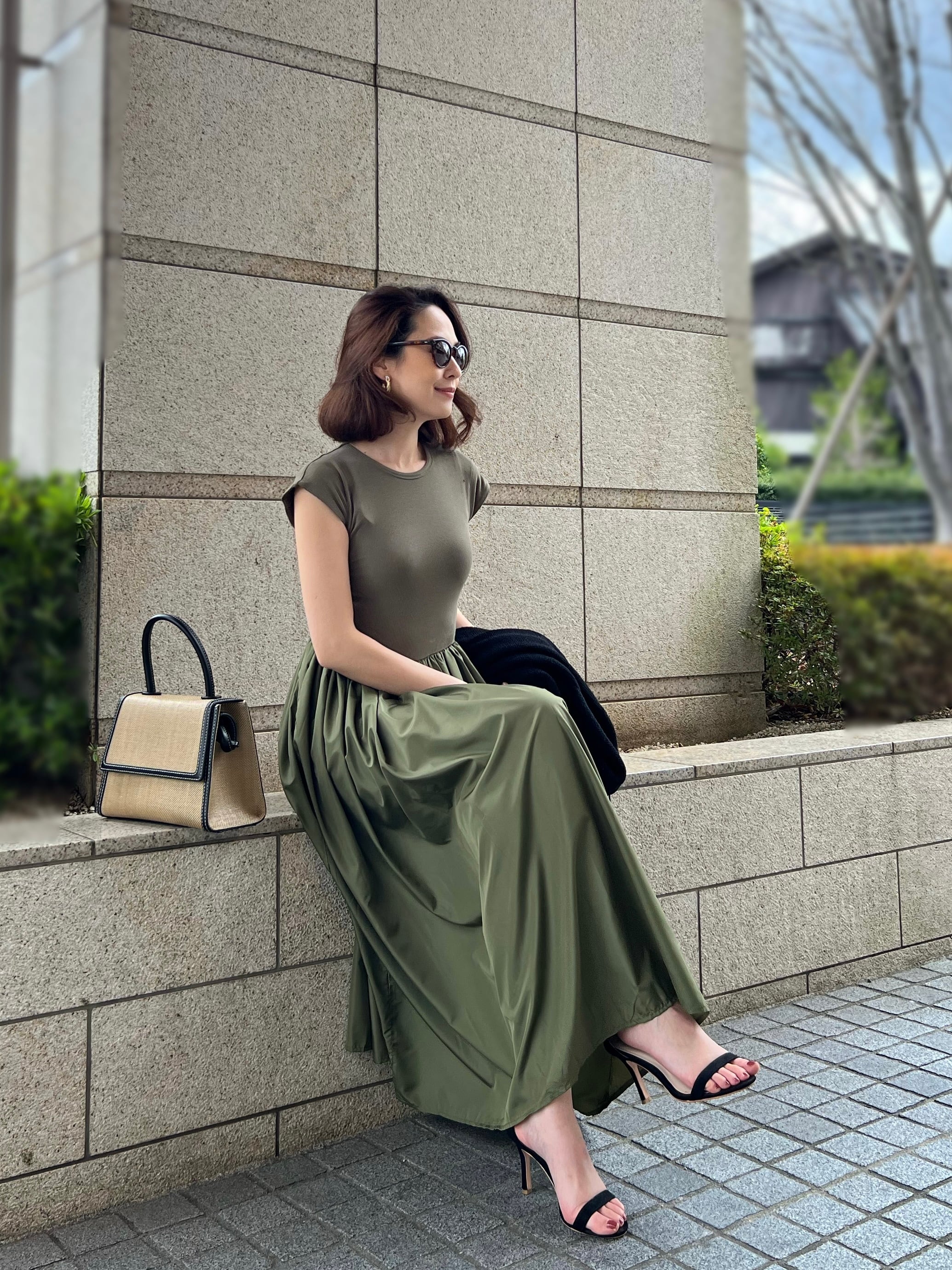 フレンチスリーブ切り替えワンピース【GREEN】 | M.NOBLE