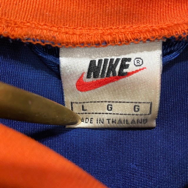90s NIKE ナイキ メッシュ切り替えゲームシャツ 紺 オレンジ L