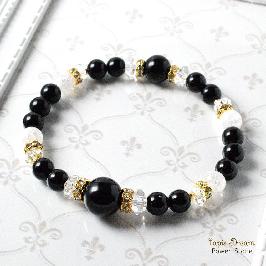 波動を整え、悪しき氣を跳ね返す守護のお守り | モリオンとクラック水晶のパワーストーン ブレスレット