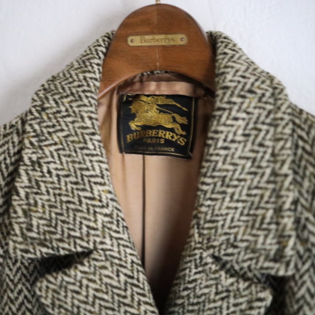 40s Vintage Burberrys’ Herringbone Wool Double-Breasted Coat 【フランス製】