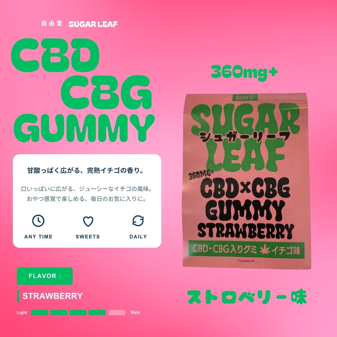 SUGAR LEAF CBD+CBGグミ【イチゴ】