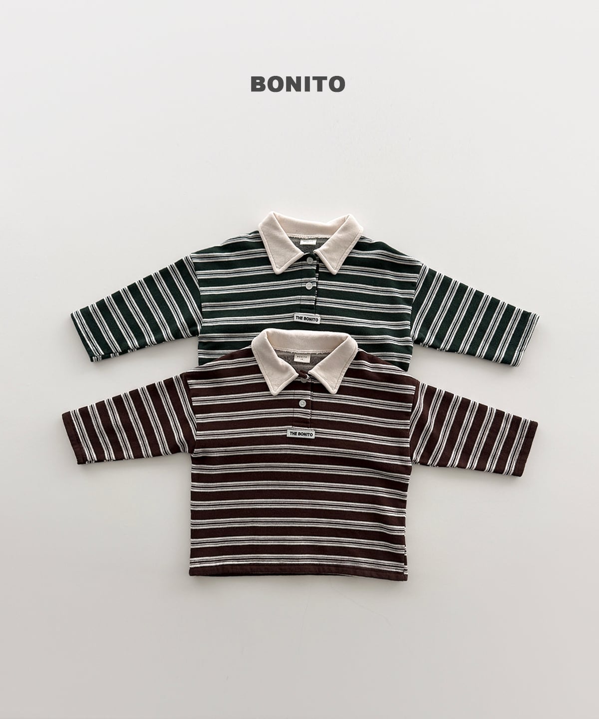 stripe choco polo shirt【BONITO】※12月中旬発送予定