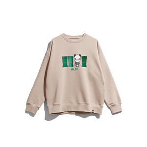 SALE 送料無料【HIPANDA ハイパンダ】男女兼用 プリント クルーネック スウェット トレーナー UNISEX  CREW NECK SWEAT SHIRT / KHAKI