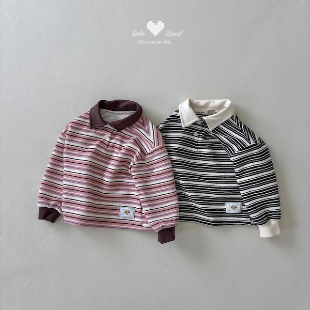 【取寄】lalaland|pigment stripe collar tee|ピグメントボーダーカラーT|XS-XL|kids|26 autumn