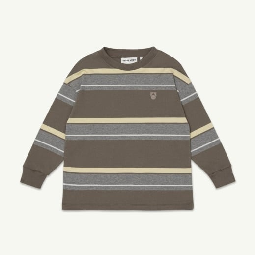 《main story 2026AW》Band Tee / Chocolate Melange Stripe